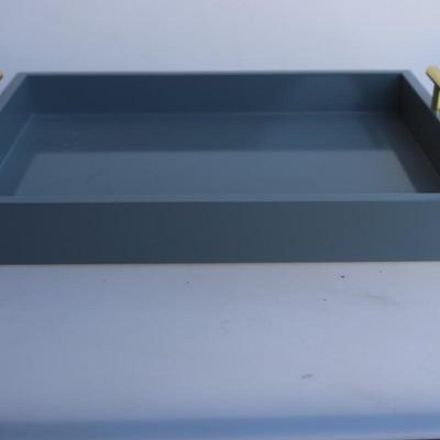 Grey tray with gold handles