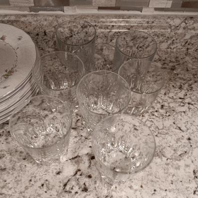 PARTIAL SET OF MIKASA DINNERWARE AND 8 GLASSES