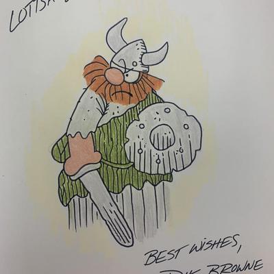 Hagar Sketch Signed by Dik Browne. GFA Authenticated