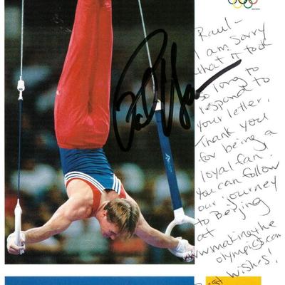 Olympian Paul Hamm signed photo and note