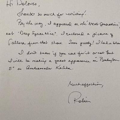 Robin Curtis signed personal letter