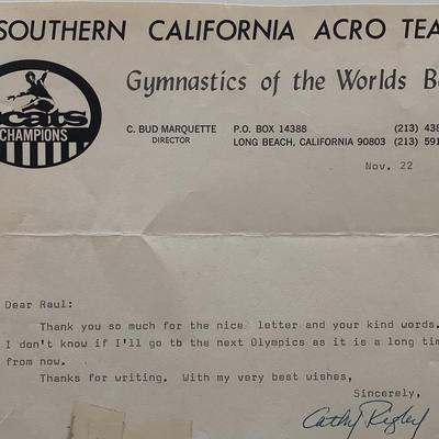 Cathy Rigby signed letter
