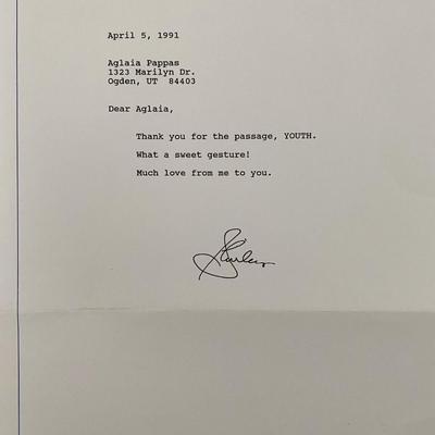 Shirley MacLaine signed letter