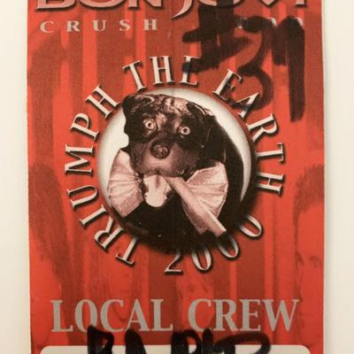 Bon Jovi Crush Triumph the Earth 2000 Local Crew Backstage Pass