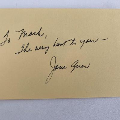 Actress Jane Greer original signature