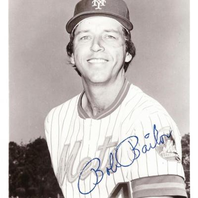 Bob Bailor signed MLB photo