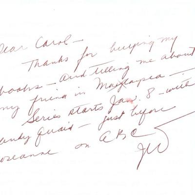 Jonathan Winters signed personal letter