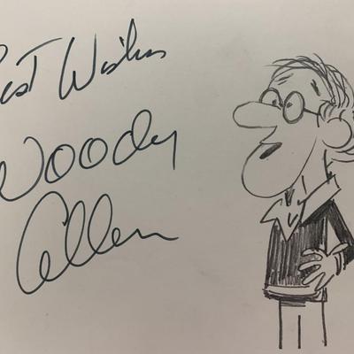 Woody Allen signed self portrait. GFA Authenticated