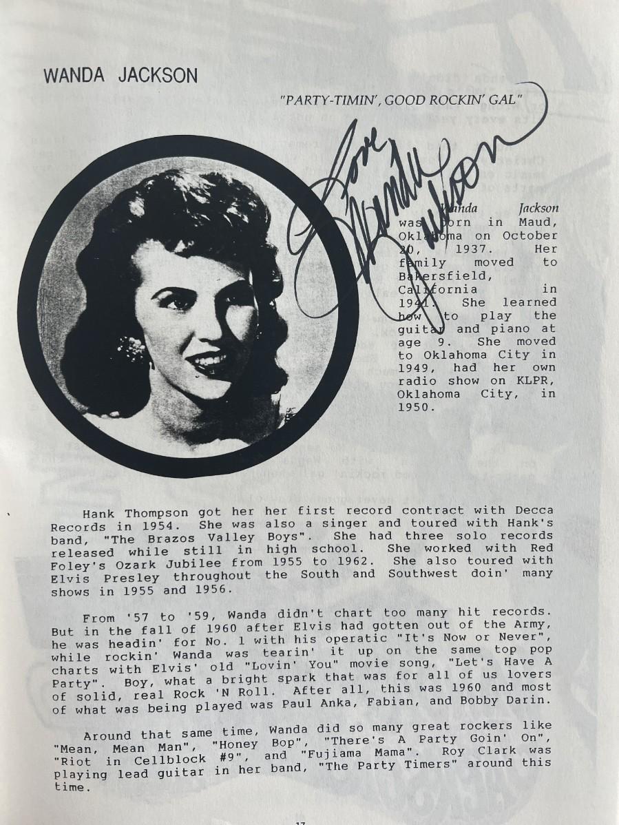 Wanda Jackson signed Rockabilly Revue promo book