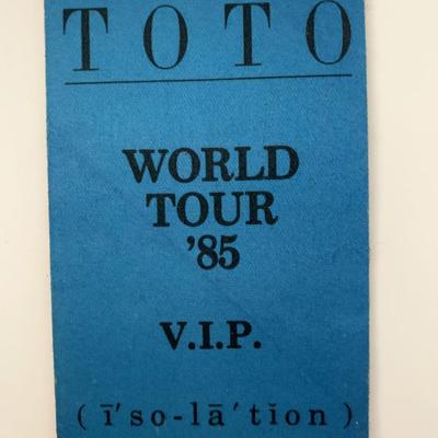 Toto 1987 World Tour Isolation Backstage Pass
