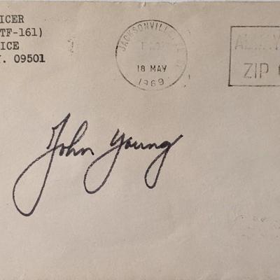 John Young Signed Apollo 10 Recovery Cover
