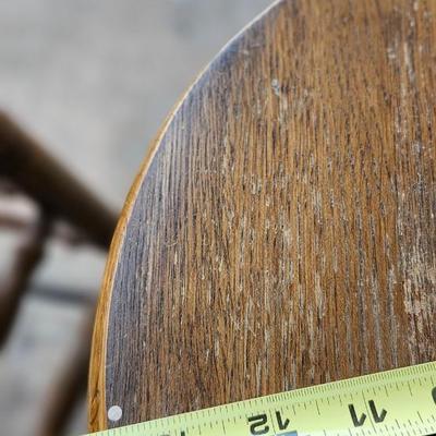Two Vintage Rustic Farmhouse Oak Wood Round Bar Counter Stool
