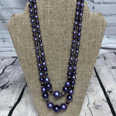 Vintage Purple Beaded Necklace