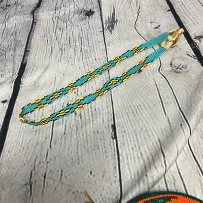 Older Vintage Beaded Leather Coin Purse and Hat Strap