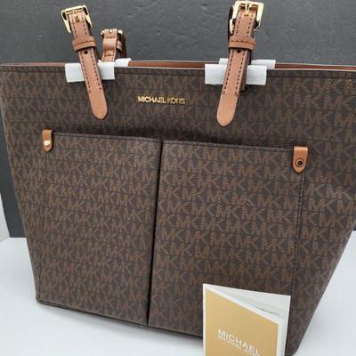 NEW Michael Kors Jet Set Brown Signature Travel Tote