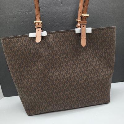 NEW Michael Kors Jet Set Brown Signature Travel Tote