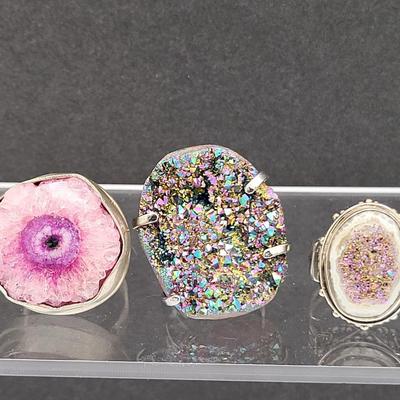 Druzy Stone Ring Trio