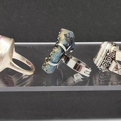 Druzy Stone Ring Trio
