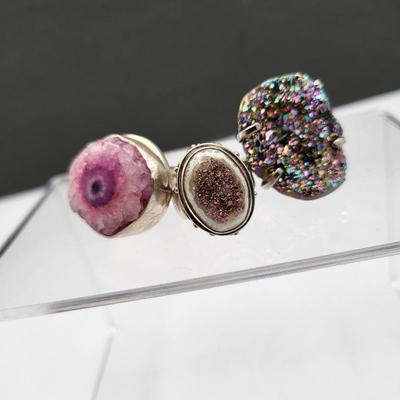 Druzy Stone Ring Trio