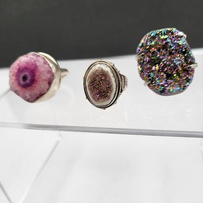 Druzy Stone Ring Trio