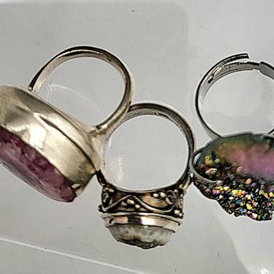 Druzy Stone Ring Trio