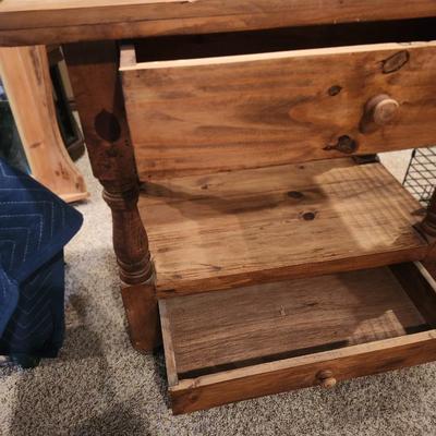 Pine Hall Table with two draws & Mirror two piece