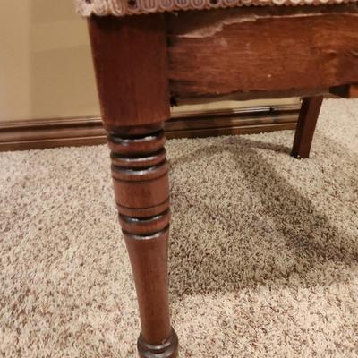 Antique Victorian EASTLAKE Walnut & Needlepoint Carved Fire Place Side Chair