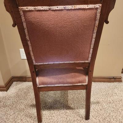 Antique Victorian EASTLAKE Walnut & Needlepoint Carved Fire Place Side Chair