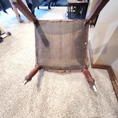 1930s Antique Needlepoint Rolling Chair Eastlake