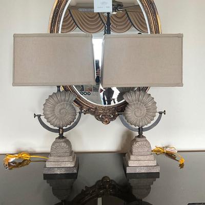 955 Pair of Lampcrafters Ammonite Shell Style Lamps