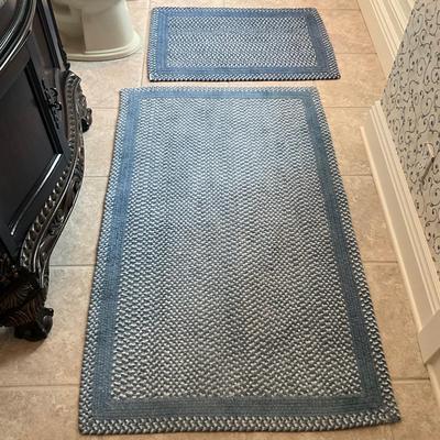 960 Pair of CAPEL Blue and White Braided Rugs