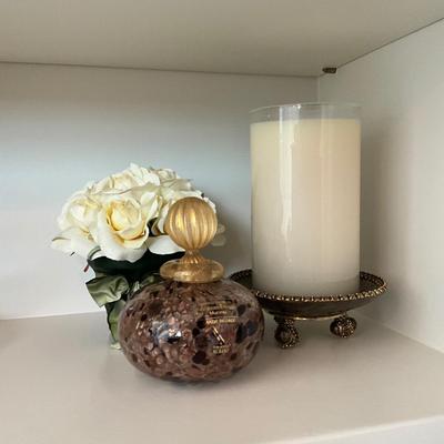 963 Brown Murano Glass Bottle with St. John Candle and Stand