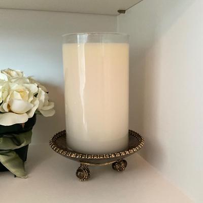 963 Brown Murano Glass Bottle with St. John Candle and Stand