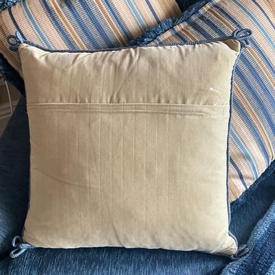 971 Pottery Barn Throw with Shell Needlepoint Pillows and Two Decorative Pillows