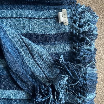 971 Pottery Barn Throw with Shell Needlepoint Pillows and Two Decorative Pillows