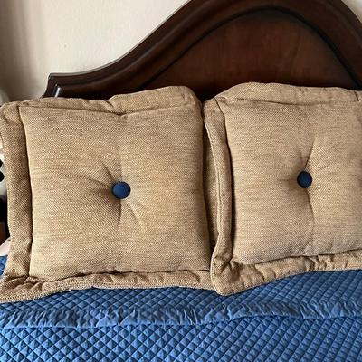 973 Set of 4 Decorative Custom Down Filled Blue Taupe Pillows