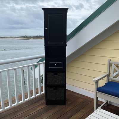 975 Black Single Door Cabinet with Two Baskets