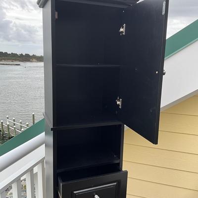 975 Black Single Door Cabinet with Two Baskets