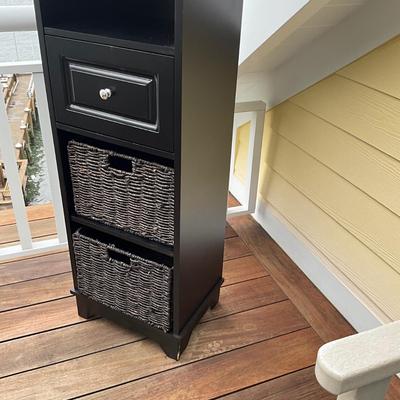 975 Black Single Door Cabinet with Two Baskets