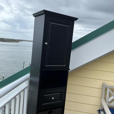 975 Black Single Door Cabinet with Two Baskets