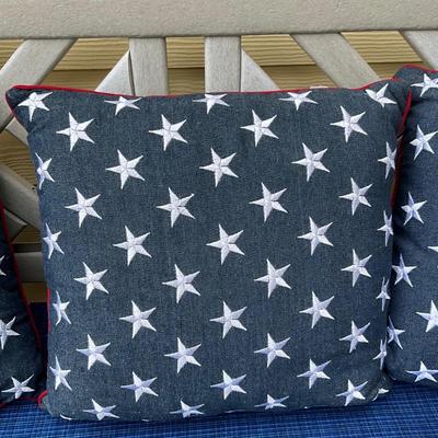 977 Set of 3 Dark Blue Star Embroidered PIER 1 Pillows
