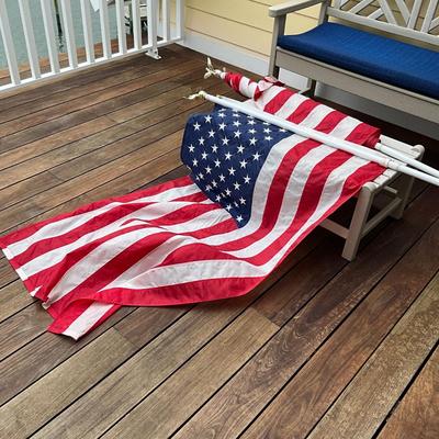 980 Set of Two 5' x 3' Nylon American Flags with 6' Poles