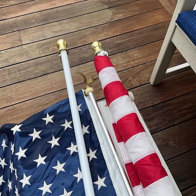 981 Set of Two 5' x 3' Nylon American Flags with 6' Poles