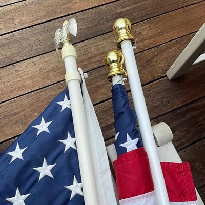 982 Set of Two 5' x 3' Nylon American Flags with 6' Poles