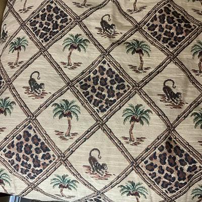 992 Pair of Custom Made Twin Palm Tree And Monkey Print Fitted Comforter