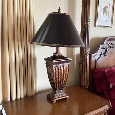 994 Pair of Fluted Urn Shaped Gold Burnt Umber Lamps