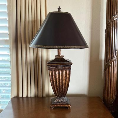 994 Pair of Fluted Urn Shaped Gold Burnt Umber Lamps