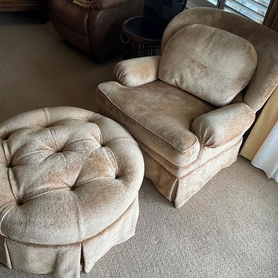 997 Cameron Collection Upholstered Chair and Ottoman