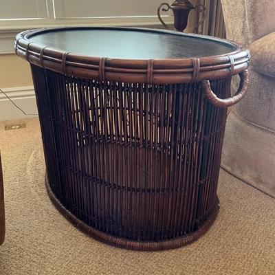 998 Palecek Oval Rattan Tray Top Table