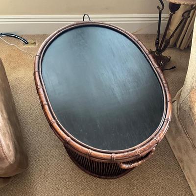998 Palecek Oval Rattan Tray Top Table
